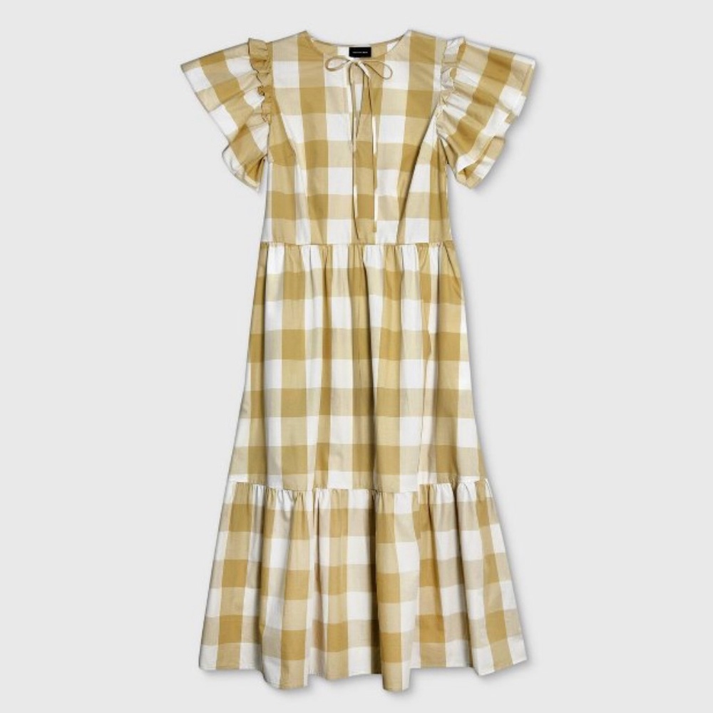 Who What Wear Plaid Bell Short Sleeve Dress